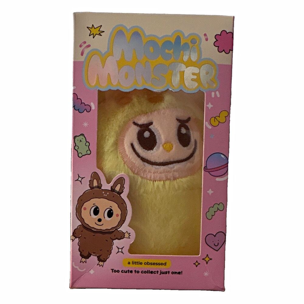 Mochi Monster Plush Charm Keychain Monster Theme Yellow & Pink